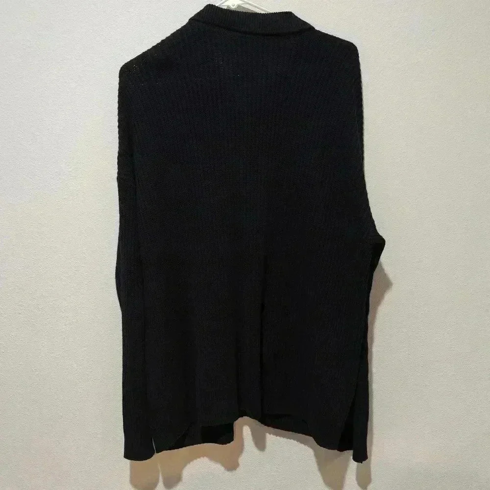 J. Jill Sweater Large Long Heavy Chunky Knit Navy Dark Blue Boxy Chic - Picture 4 of 7